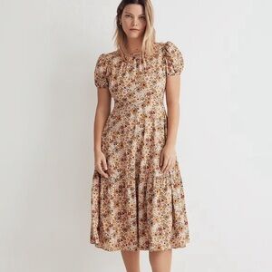 Madewell floral dress with open tie back.